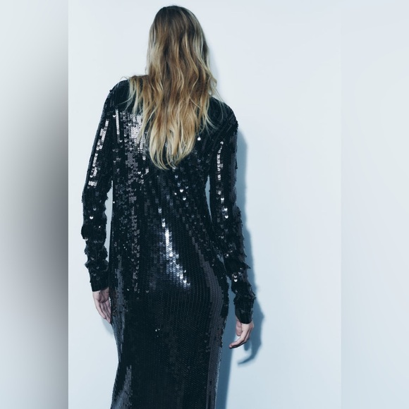 ZARA LONG LIMITED EDITION SEQUIN DRESS - Picture 4 of 13